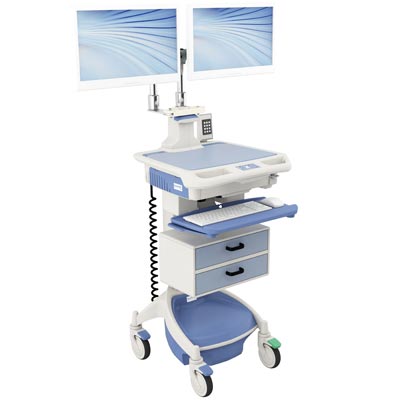 AccessPoint Dual Monitor Workstation on Wheels Right