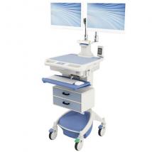 AccessPoint Dual Monitor Workstation on Wheels Left